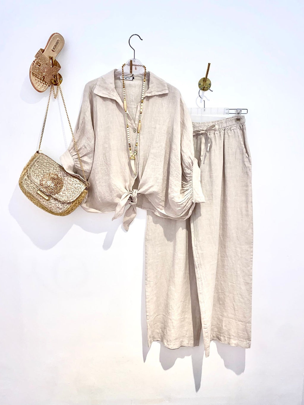Camisa Linho Bege — Oversize