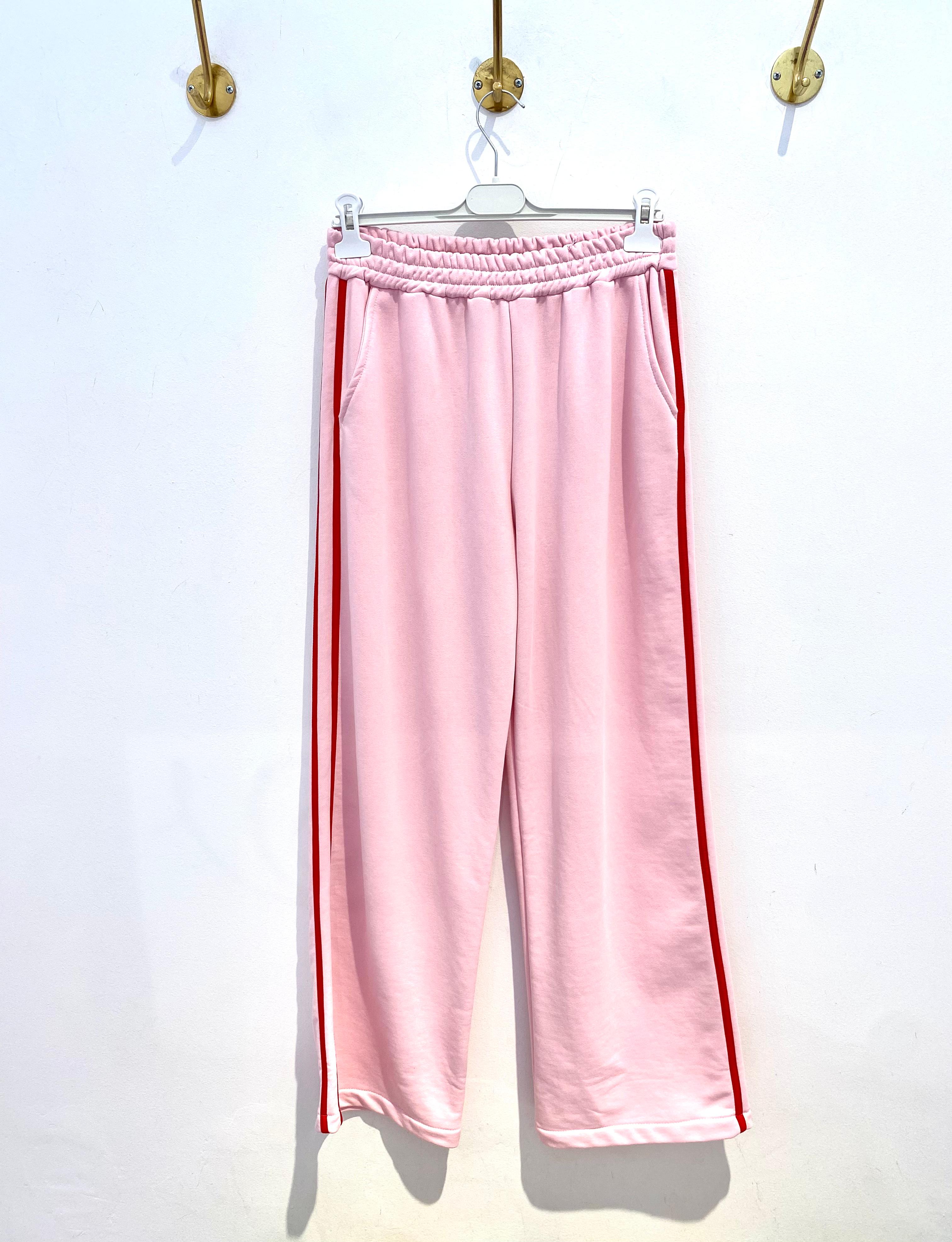 Calça Rosa c/ Riscas Vermelho