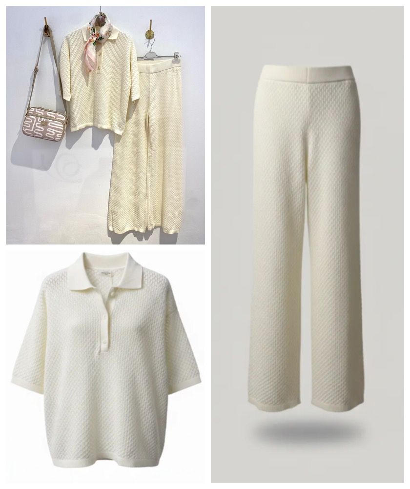 Conjunto Malha Texturada Creme