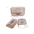 Crossbody Juta Elba Ouro c/ Flor