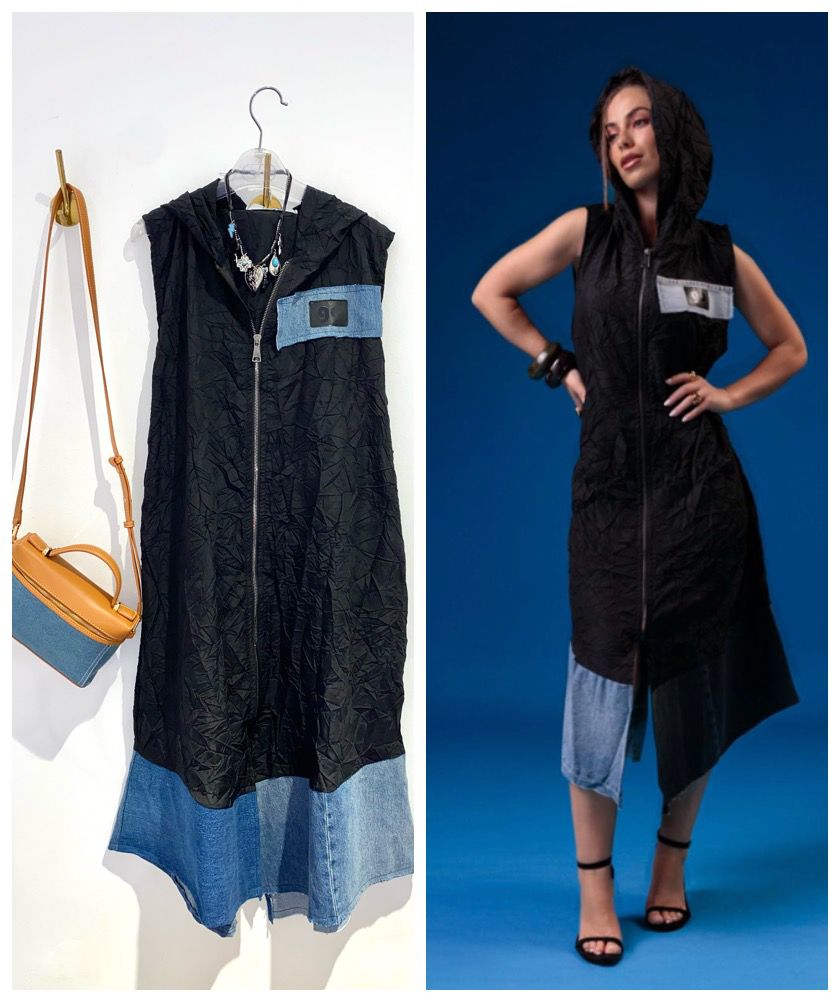 Colete Vestido Preto com Detalhes Ganga