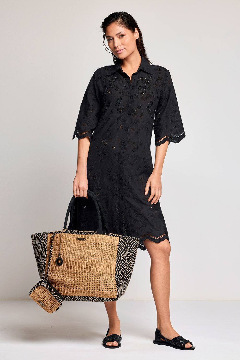 Vestido camisa com mangas a 3/4 Romina (White)