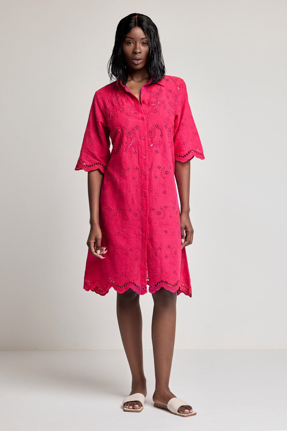 Vestido camisa com mangas a 3/4 Romina (White)