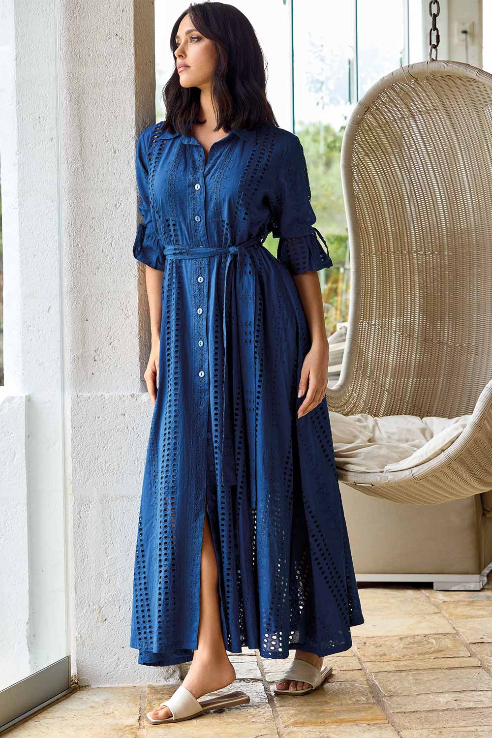Vestido camisa comprido Camilla (White)