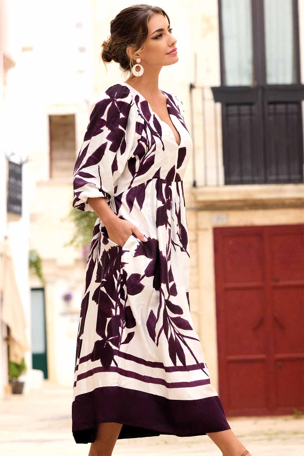 Vestido com mangas a tufadas Emma (Multicolour)