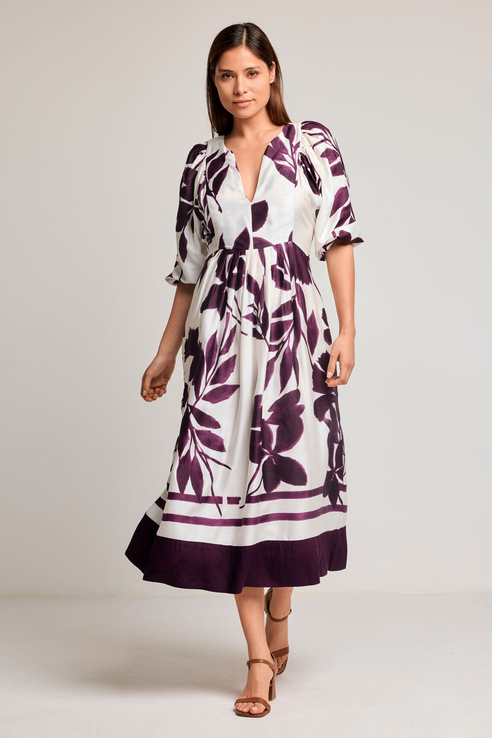 Vestido com mangas a tufadas Emma (Multicolour)