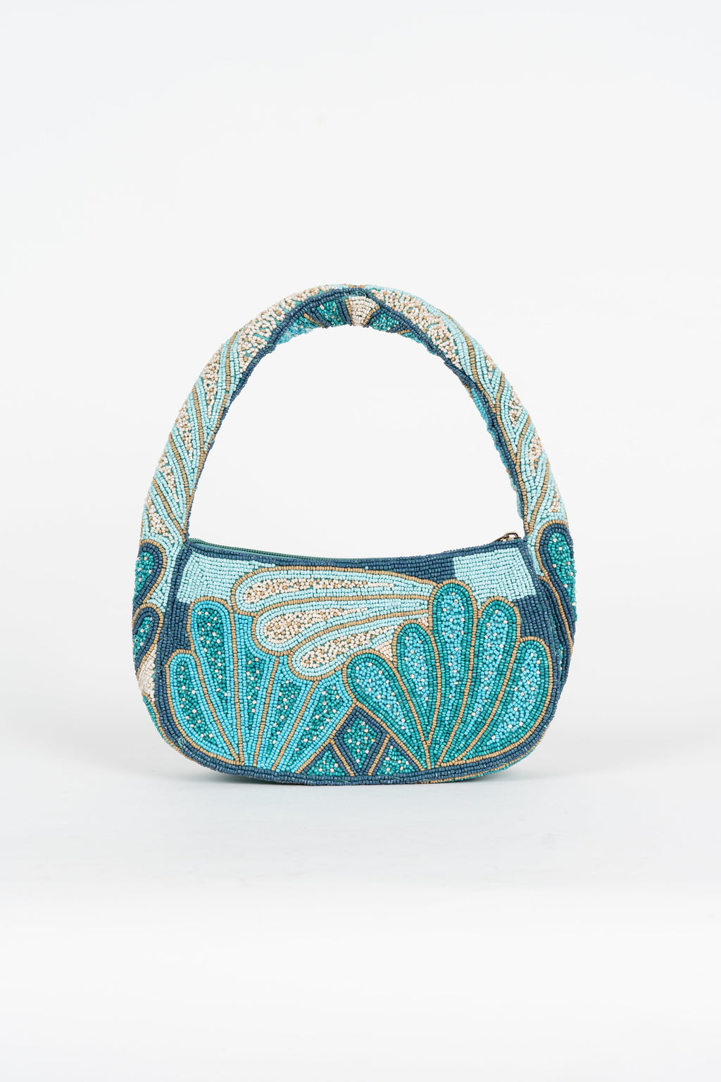 Bolso Shell Abalorios Azul