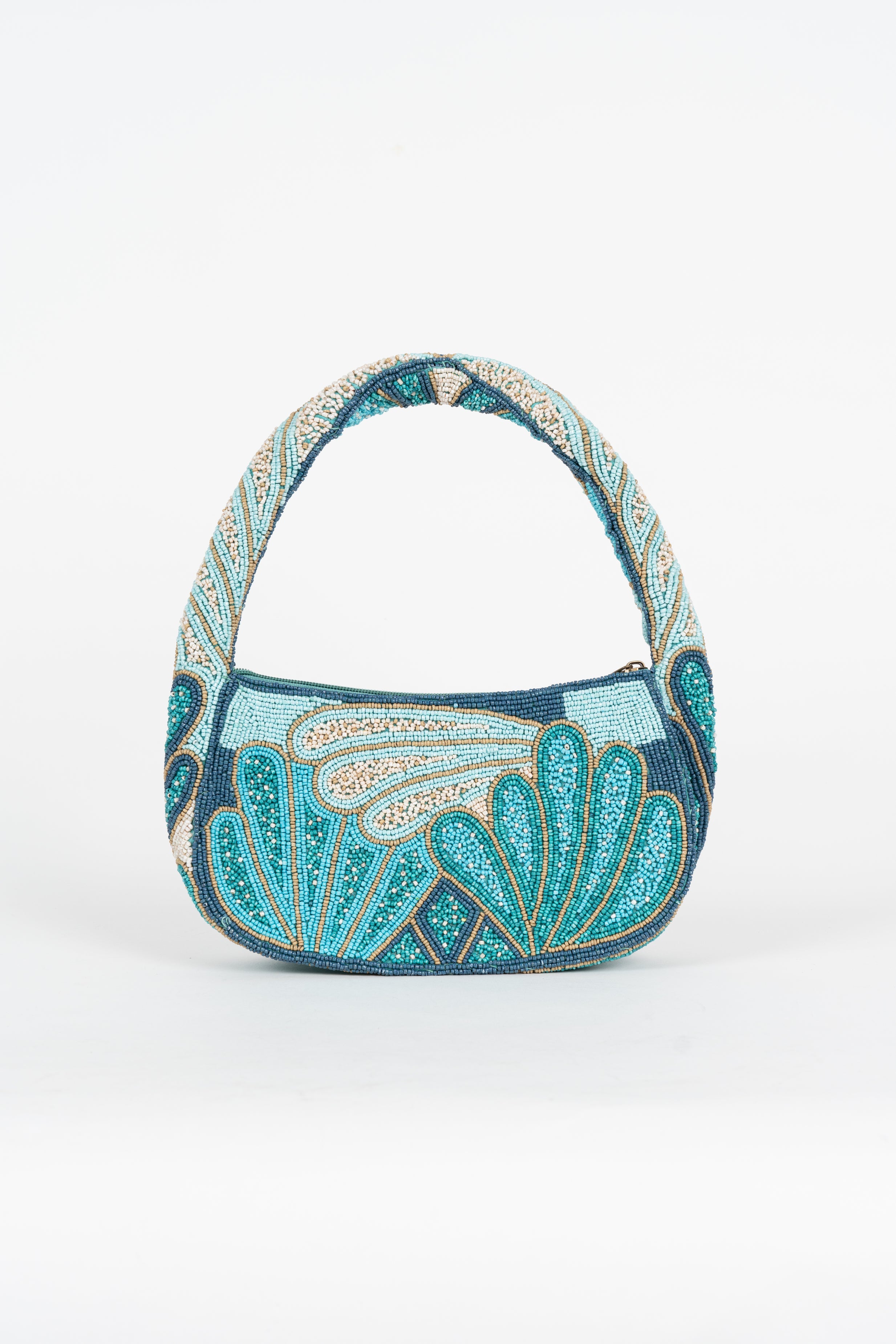 Bolso Shell Abalorios Azul