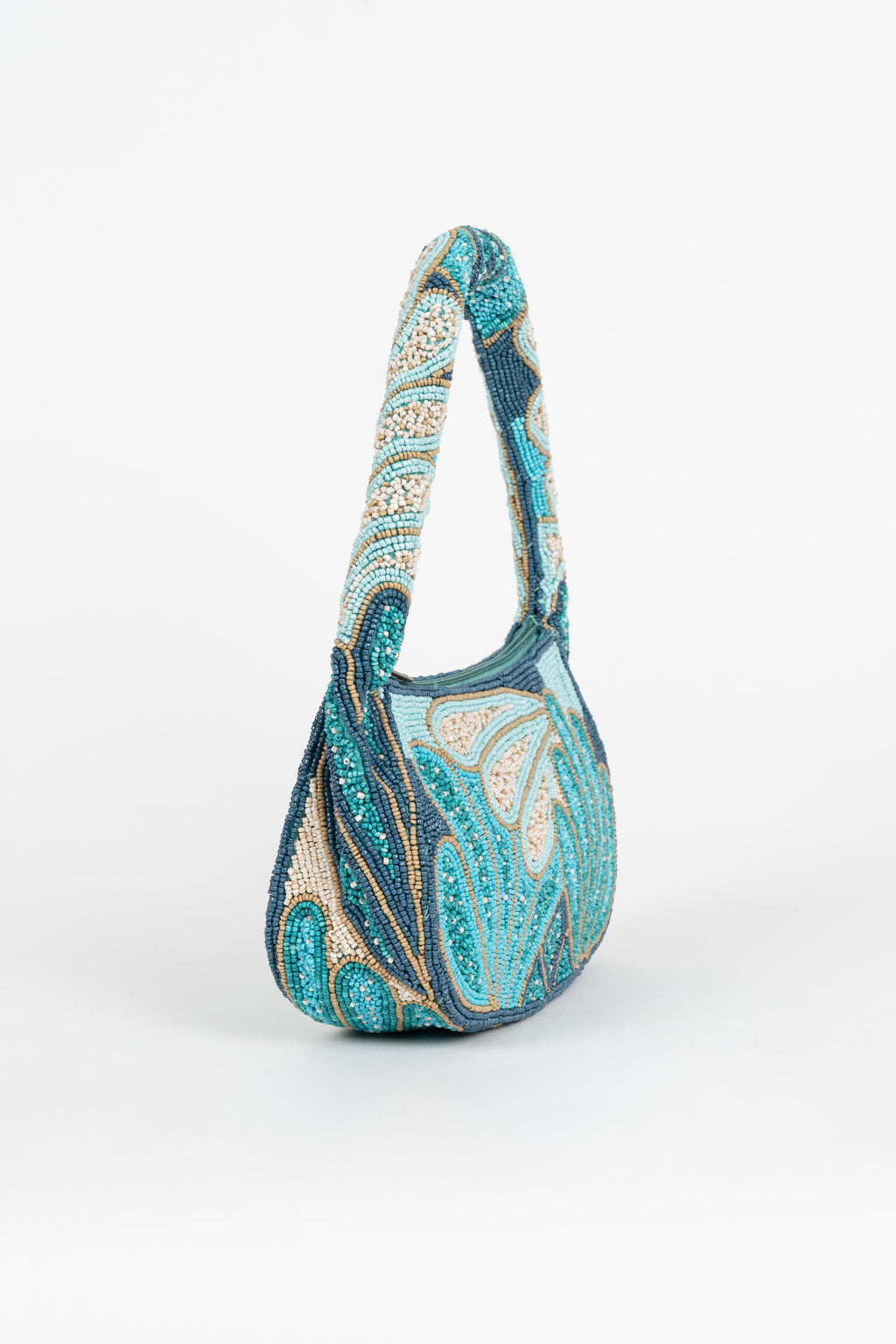 Bolso Shell Abalorios Azul