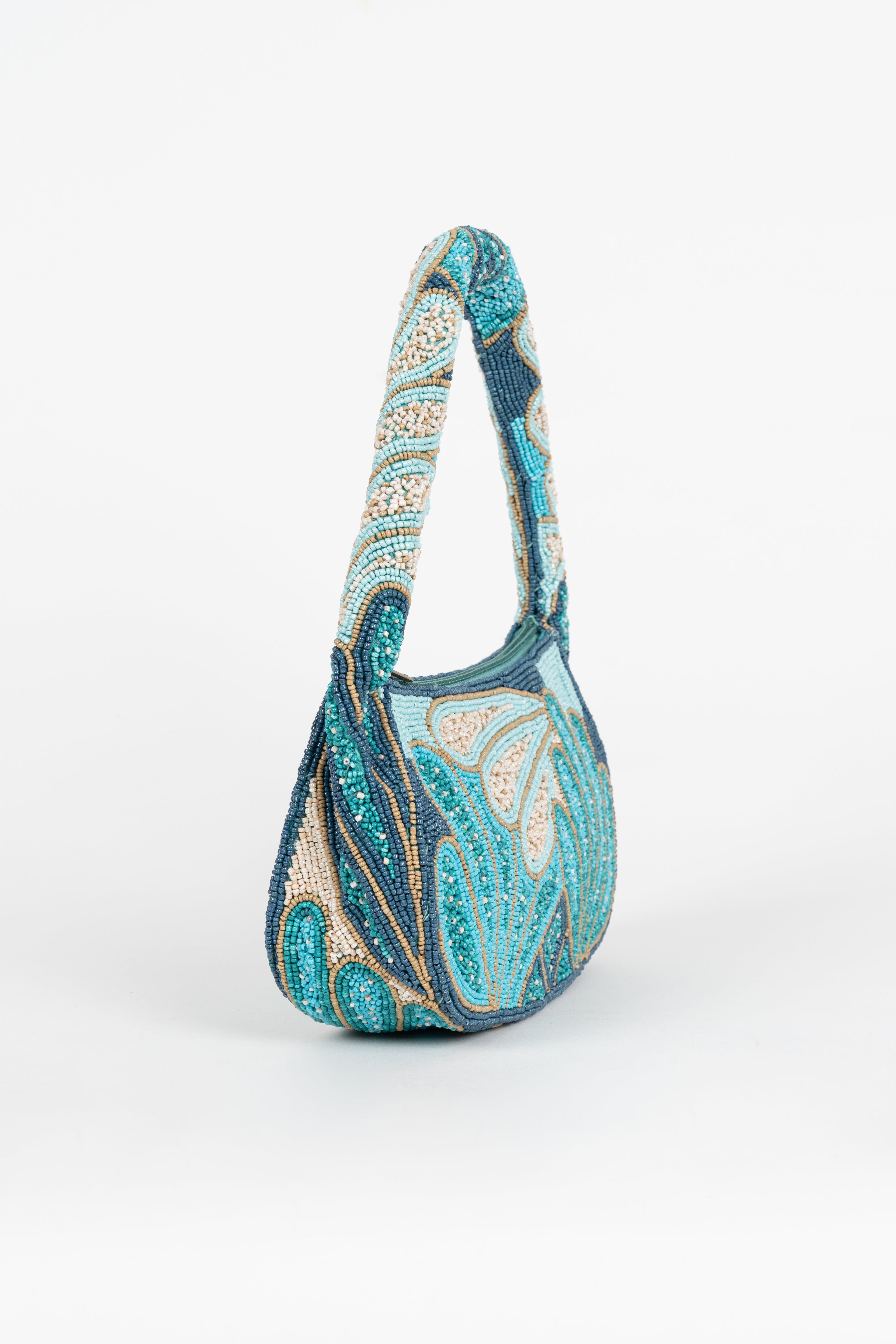Bolso Shell Abalorios Azul