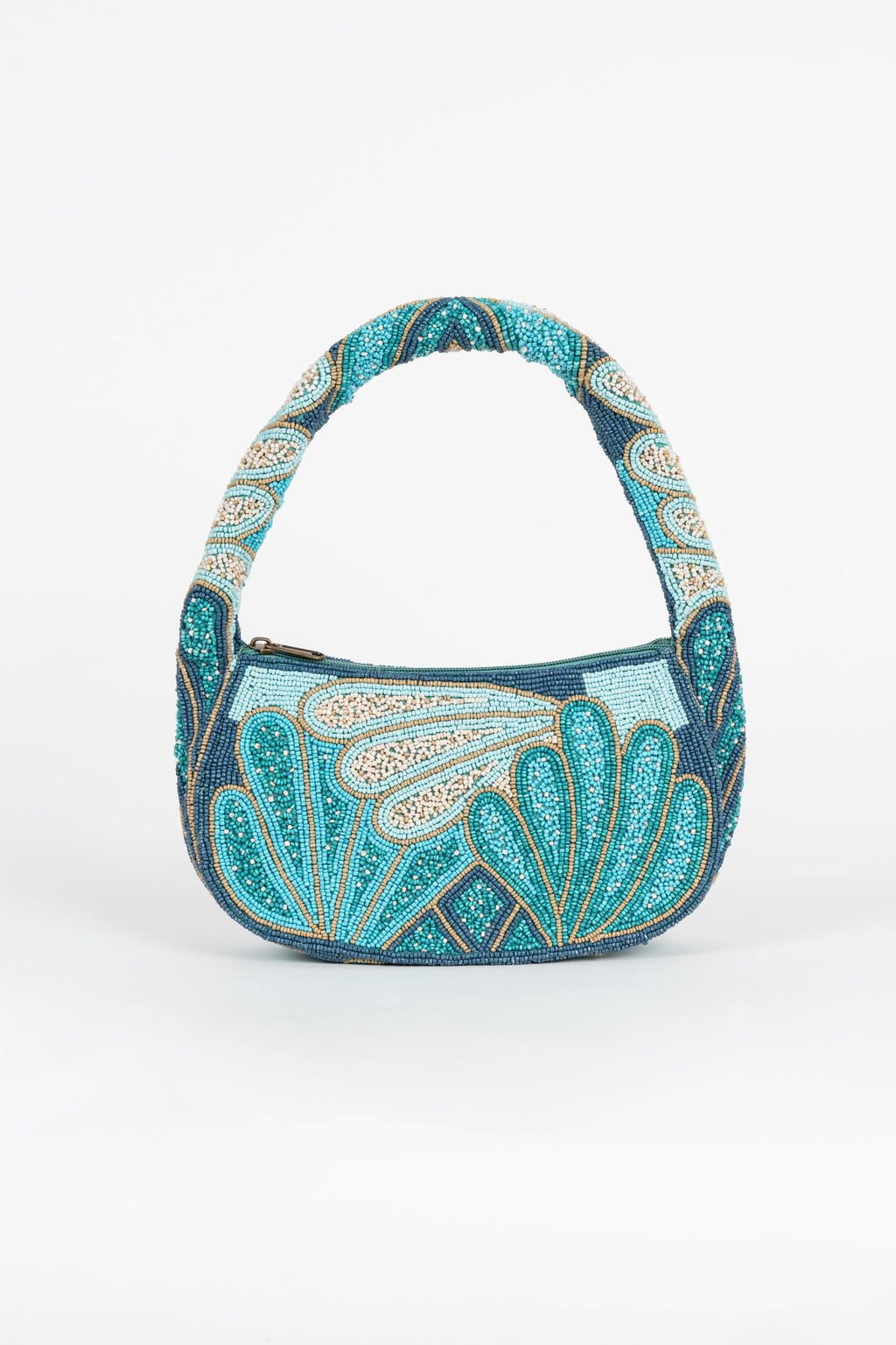 Bolso Shell Abalorios Azul