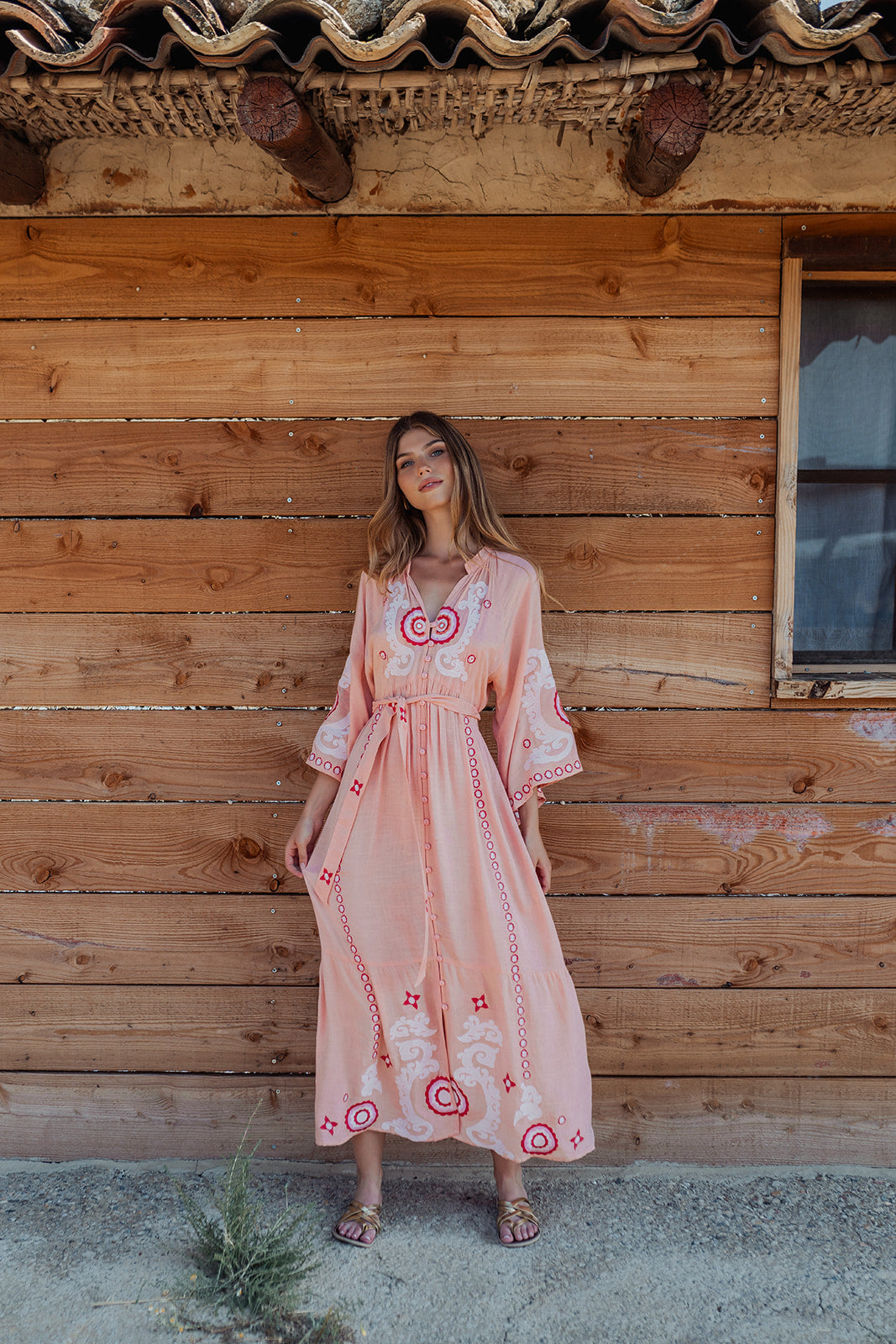 Lula Pink — Vestido Longo Manga