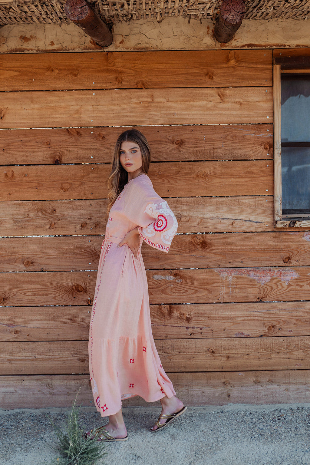 Lula Pink — Vestido Longo Manga