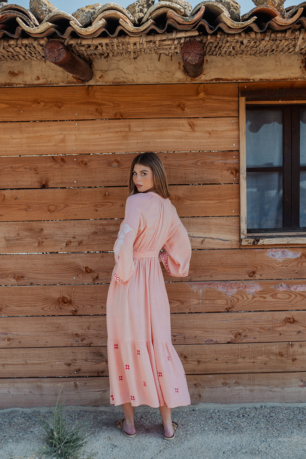 Lula Pink — Vestido Longo Manga