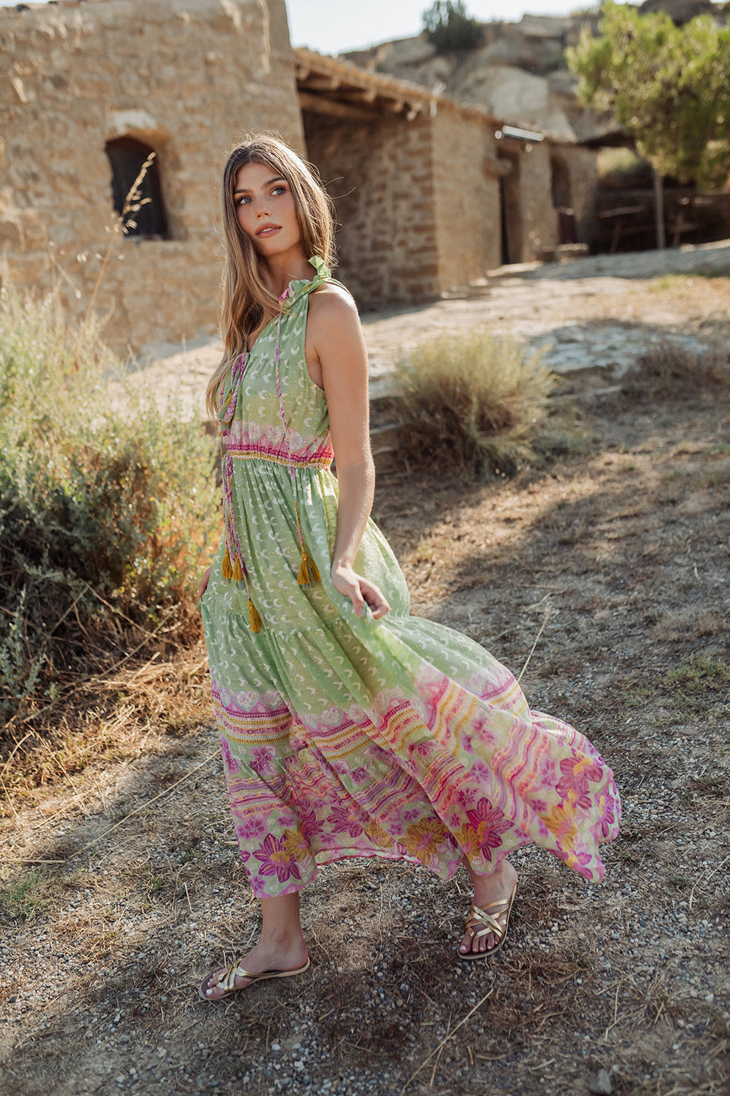 Curacao Green — Vestido Longo (sem mangas)