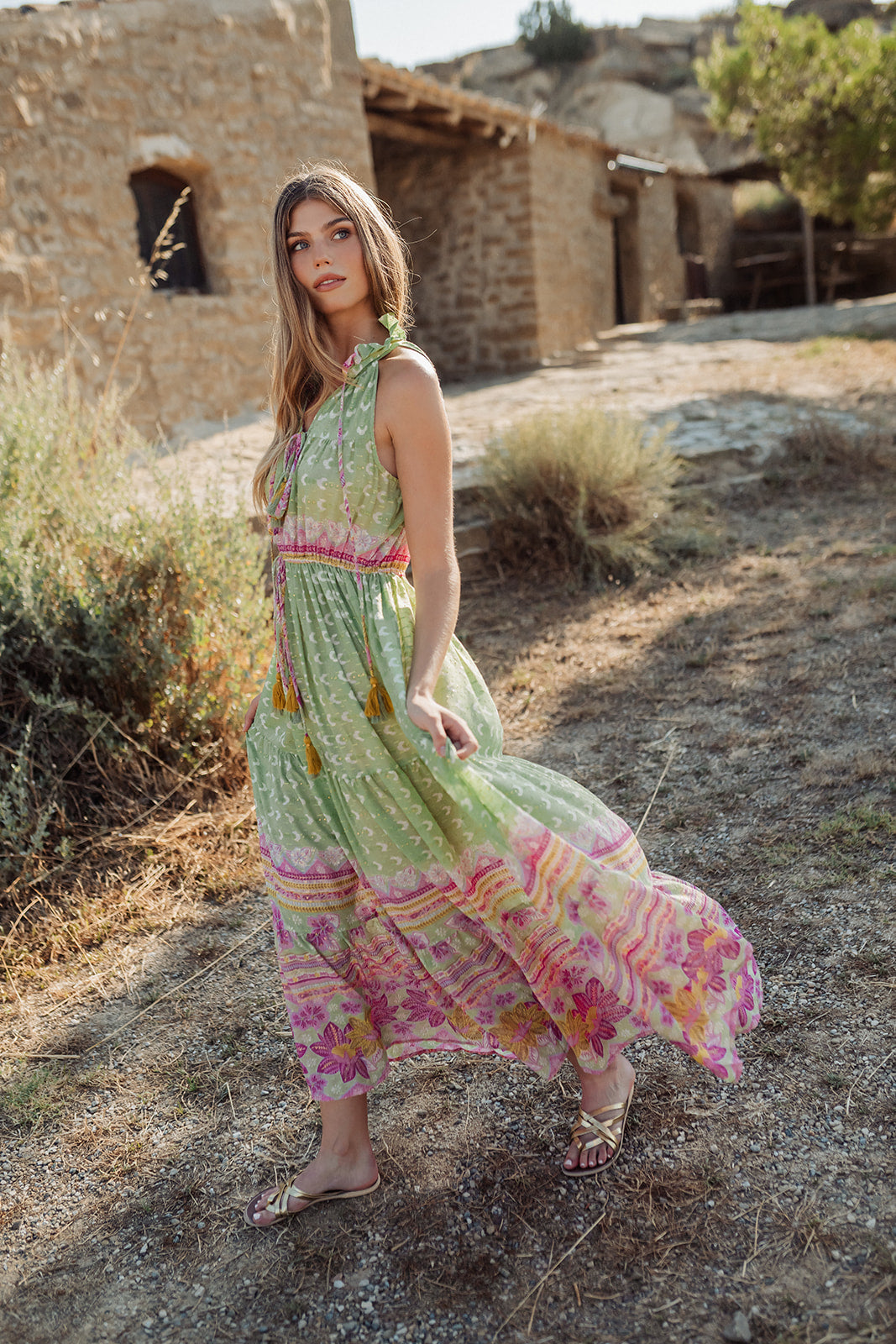Curacao Green — Vestido Longo (sem mangas)