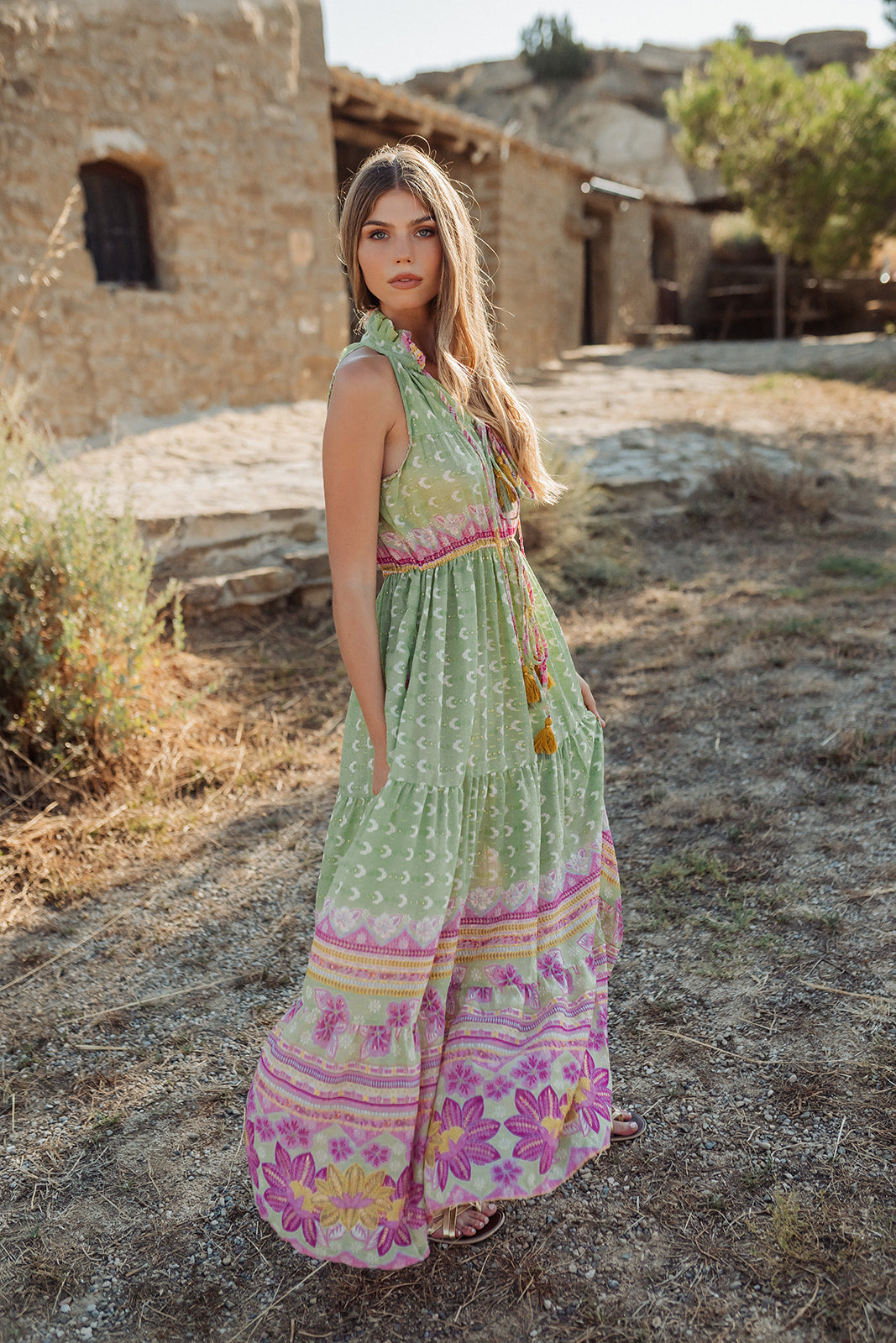 Curacao Green — Vestido Longo (sem mangas)