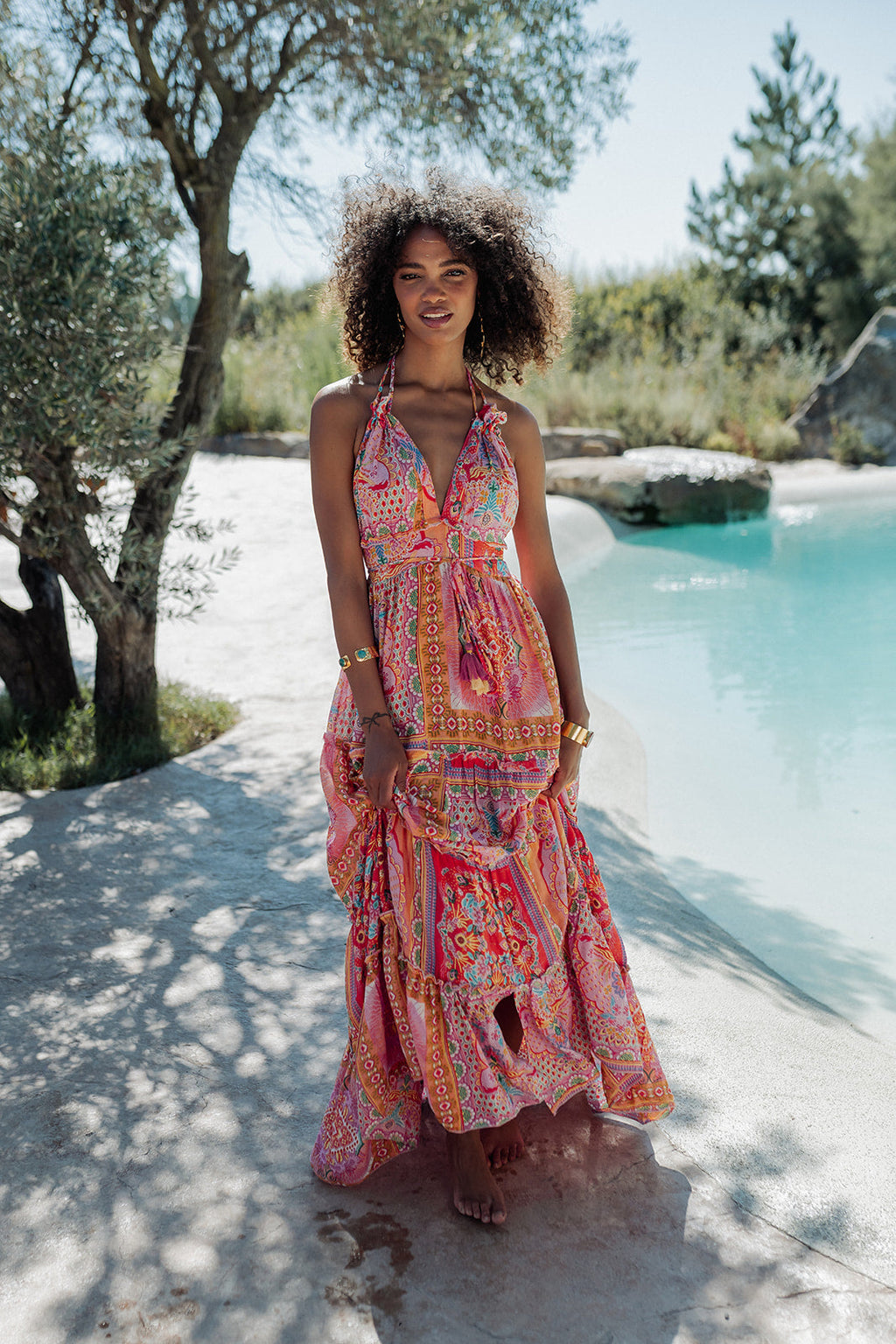 Maui Orange — Vestido Longo