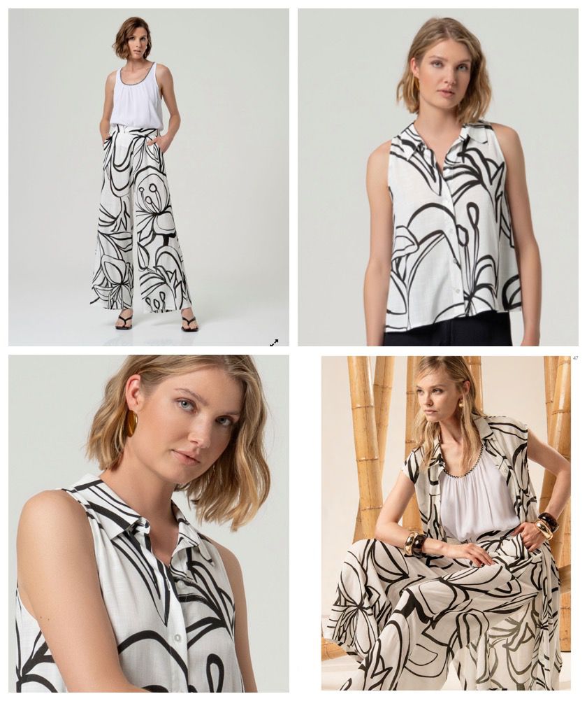 Blusa Floral Preto e Branco Surkana