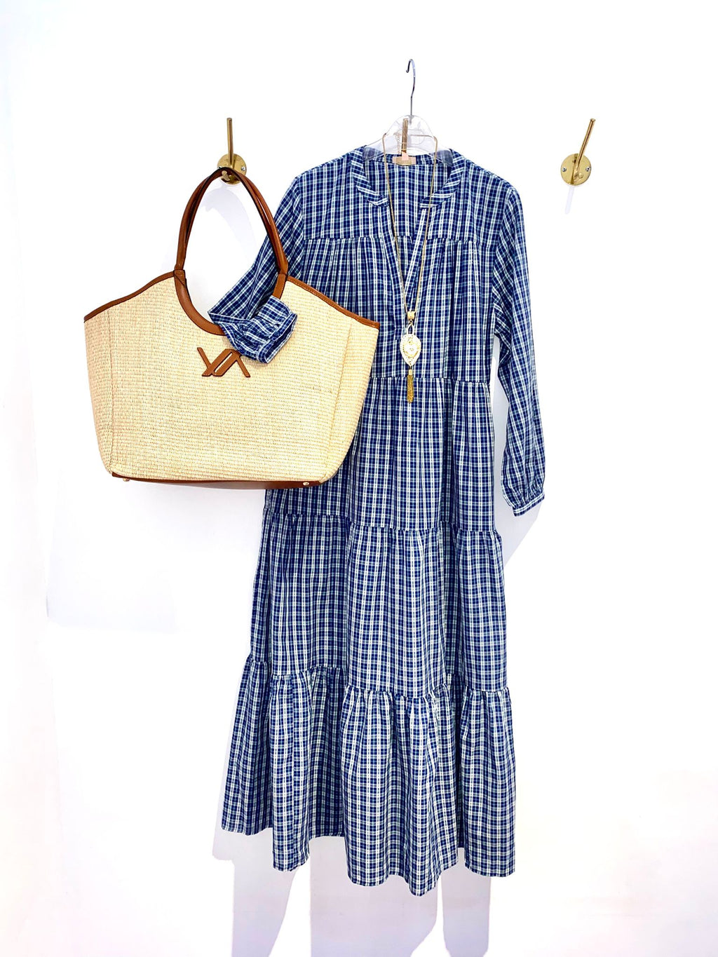 Vestido Maxi Xadrez Azul — original