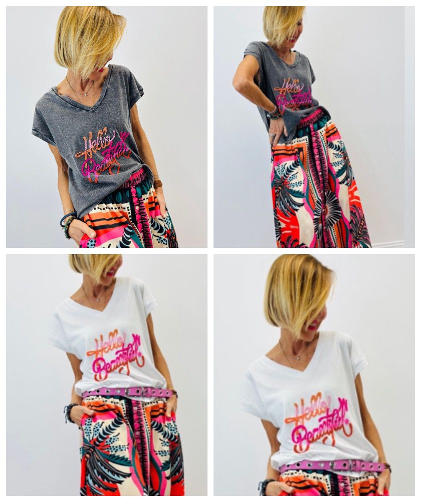 T-shirt Hello Beautiful Branca — original