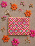 Carteira Miçangas Mosaico Rosa