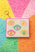Carteira Miçangas Olhos Multicor