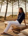 Polo Malha Navy com Costura Branca — Aroeira