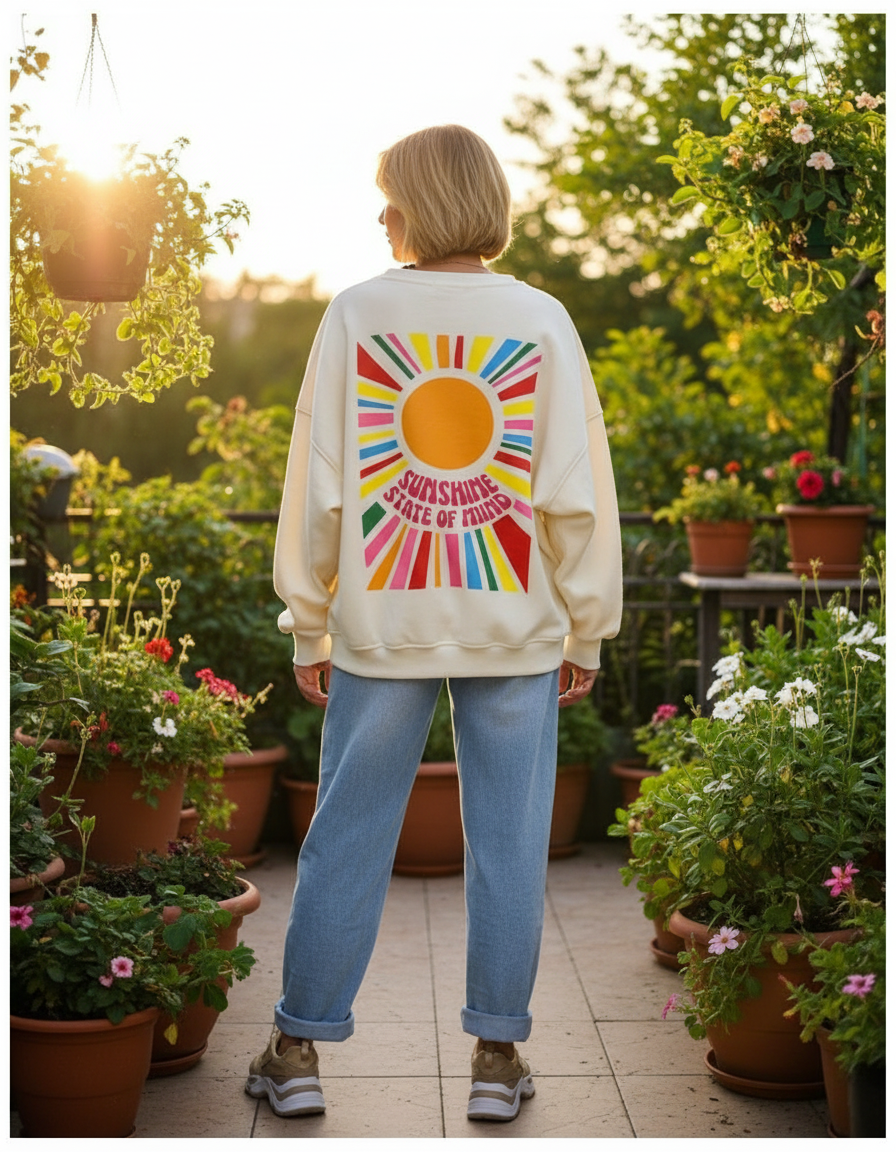 Sweatshirt Sunshine State of Mind Creme — foto lifestyle