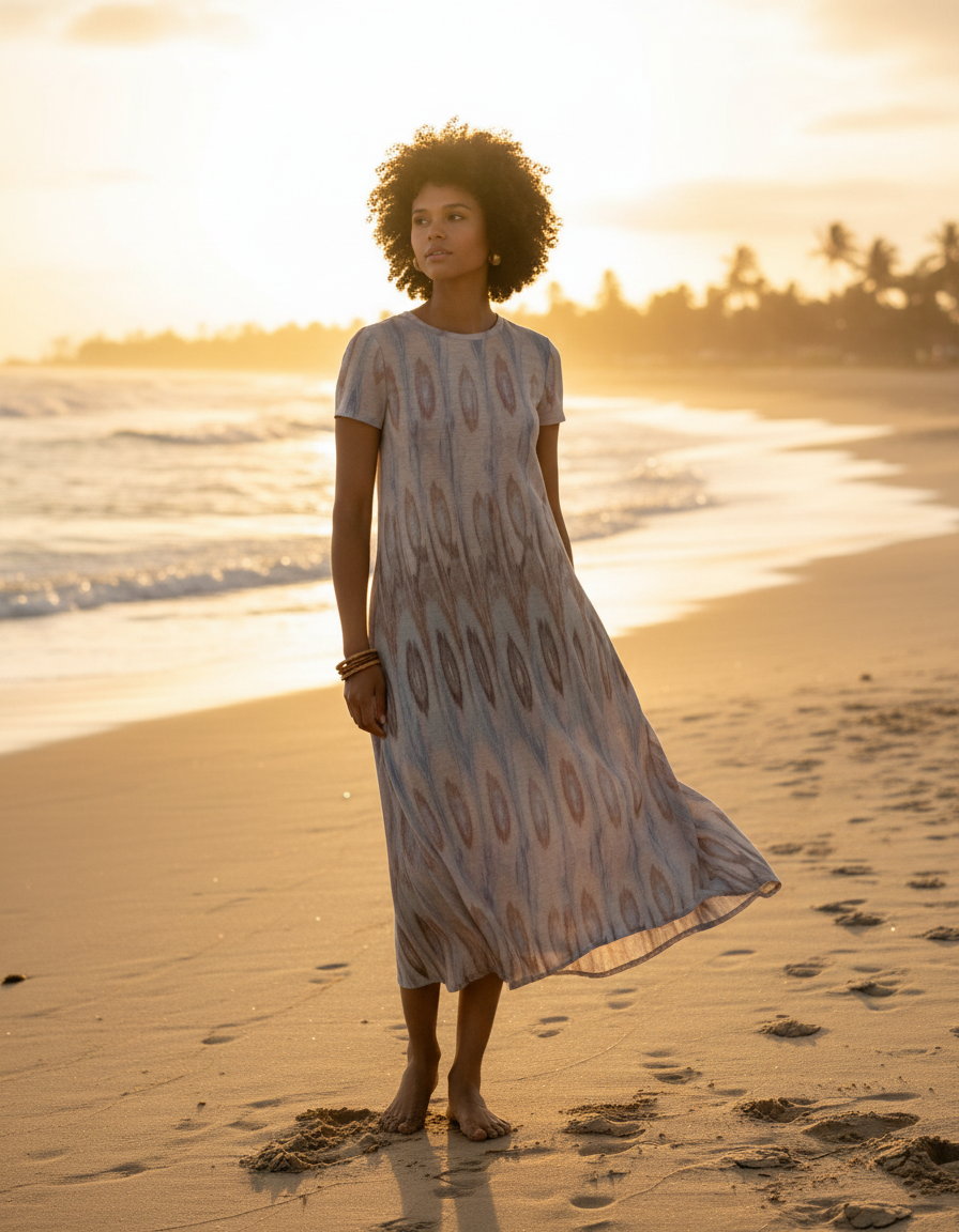 Vestido Ikat Multicolor Surkana — foto lifestyle