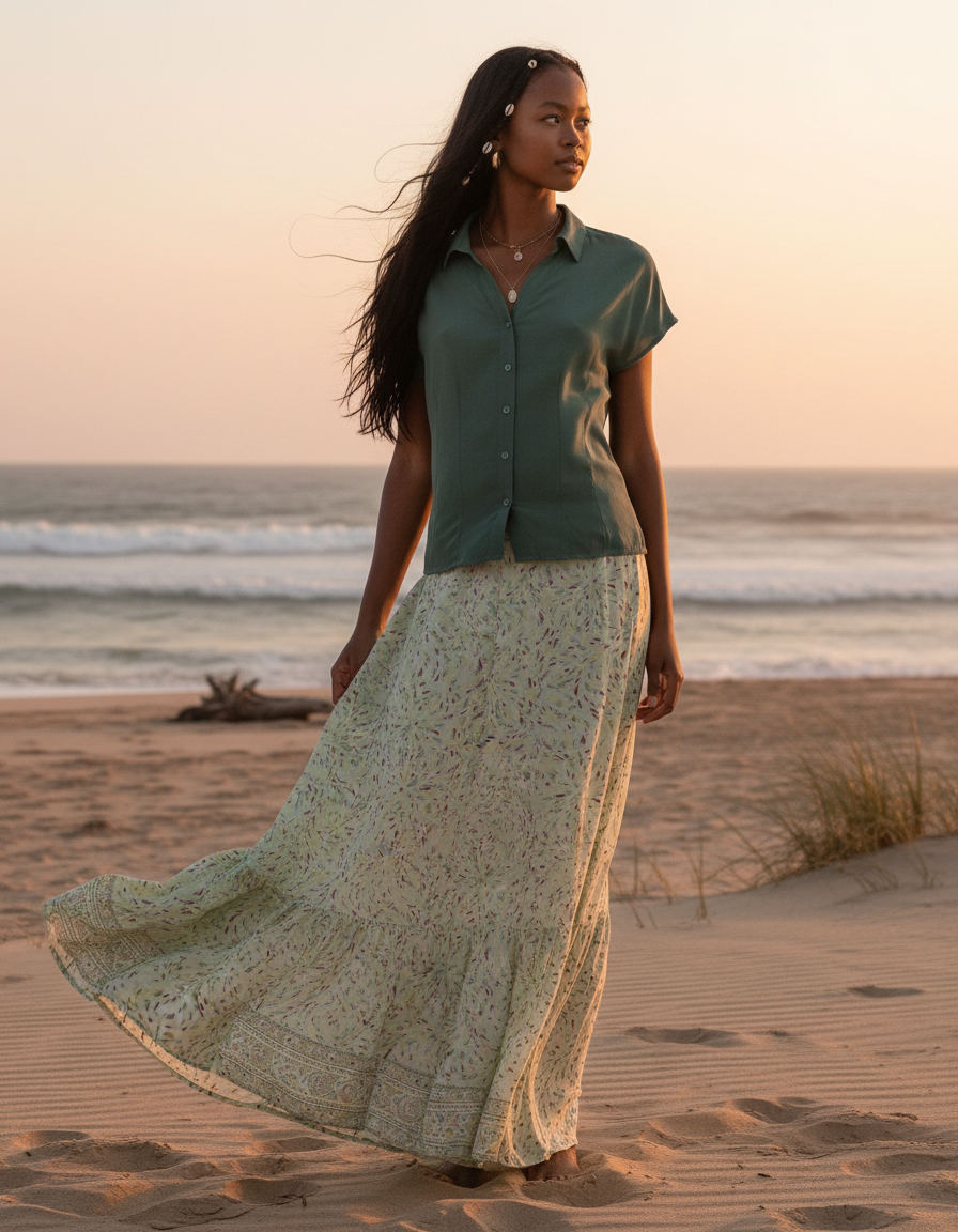Camisa Verde Surkana — foto lifestyle