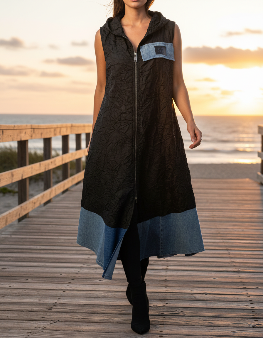 Colete Vestido Preto com Detalhes Ganga — foto lifestyle