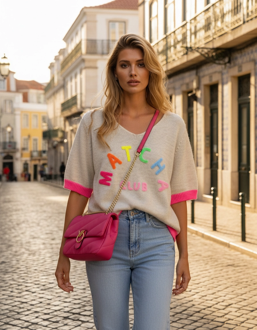 Camisola Matcha Club — lifestyle Lisboa