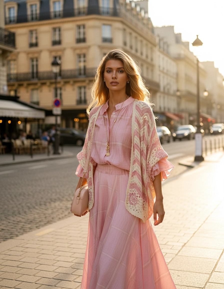Conjunto Boho Rosa — lifestyle Paris